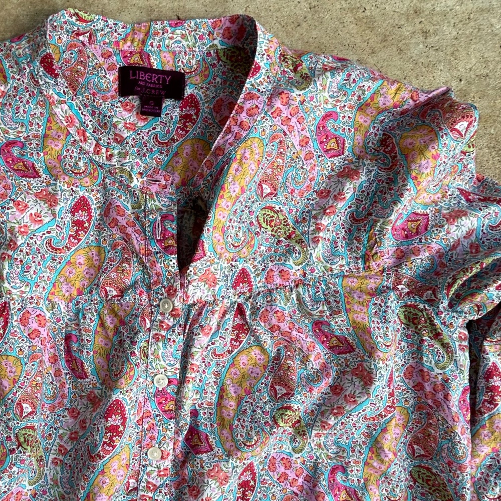 LIKE NEW- Liberty Art for J.Crew Multicolor Paisley Button Down Summer Blouse - Picture 6 of 10